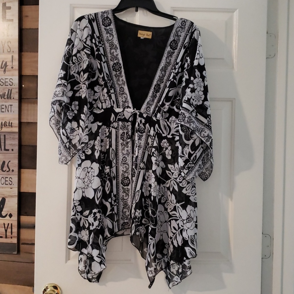 Midnight Velvet Tunic w flair sleeve